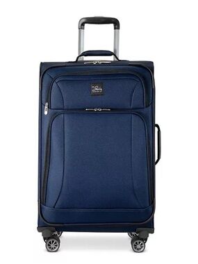 Skyway Epic Large Check-in Spinner Softside Navy Suitcase with Front Zip Pockets